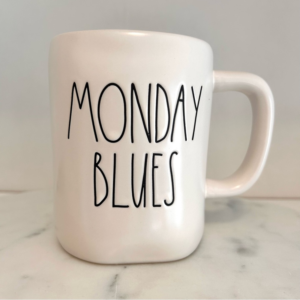 Rae Dunn “MONDAY BLUES” Ceramic Mug NWOT Collector